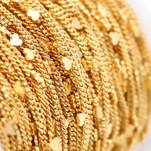 1.6mm copper DIY jewelry chain with small heart charms for earrings and necklaces