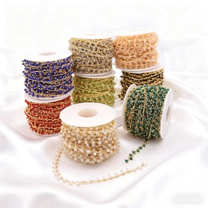 Catena a Sfere in Rame e Zirconia Placcata Oro Accessori Gioielli Fai da Te per Collane Bracciali Orecchini Multicolore