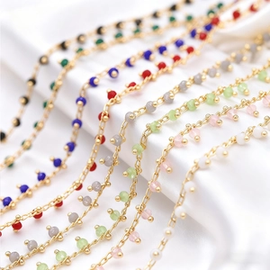 Catene di perle di cristallo 3mm con maglie dorate per creazione gioielli fai-da-te