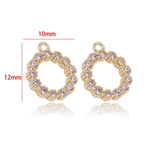 Colgantes DIY 12mm de latón chapado en oro de 14k con circonitas blancas micro-engastadas