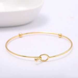 Brazalete Minimalista de Latón Chapado en Oro de 14k para Mujer Joyería de Moda DIY Pulsera Abierta con Cuentas Elegante