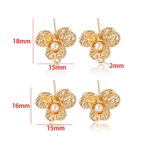 Dimensions des boucles d'oreilles fleurs plaquées or 14k avec perles pour bijoux DIY