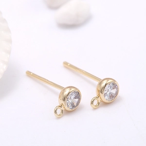 Boucles d'oreilles minimalistes en argent 925 doré avec zircons et boucles DIY