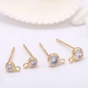 Apprêts pour Boucles d'Oreilles DIY en Laiton Style Coréen Avec Tige en Argent Sterling 925 Zirconia Incrusté Composants de Boucles d'Oreilles Clous pour Bijouterie