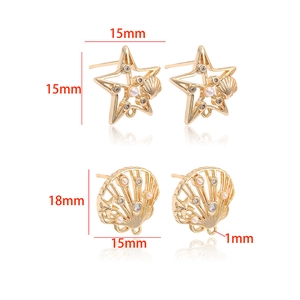 Detailed view of 14k gold plated 5-pointed star and seashell charms for DIY jewelry making