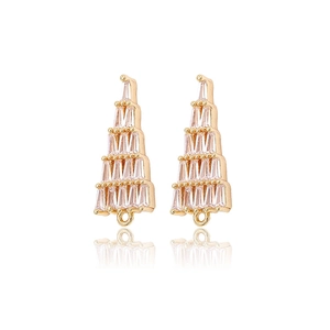 14k gold plated Christmas tree pendant with cubic zirconia for DIY jewelry making