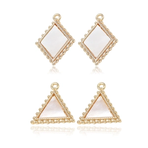 14k gold plated geometric shell pendants in diamond and triangle shapes for DIY jewelry