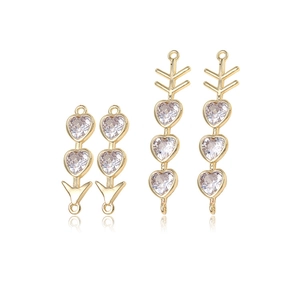 14k gold plated heart zircon connectors for DIY jewelry making with polished finish