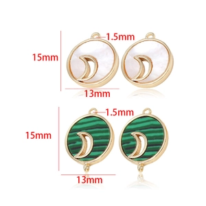 Détails de pendentifs ronds de 15mm en nacre et malachite avec mesures précises