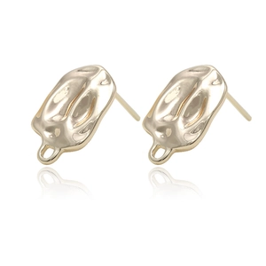 Boucles d'oreilles dorées à texture lave irrégulière avec boucles DIY en argent 925