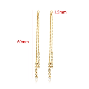 Detail of 60mm gold tassel pendants with rhinestones for DIY jewelry making