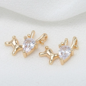 14k gold plated copper elk necklace pendant with pear-shaped zircon stones