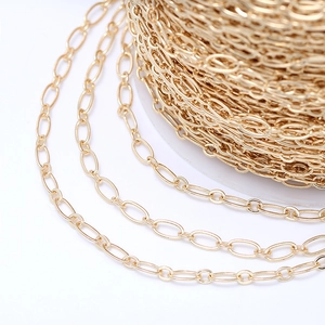 14K Gold Plated Brass Paperclip Chain For DIY Jewelry Making Minimalist Thick Link Chain Accessories For Women Necklaces