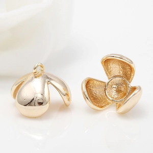 DIY 14k gold plated flower petal jewelry bead caps for necklace pendant accessories