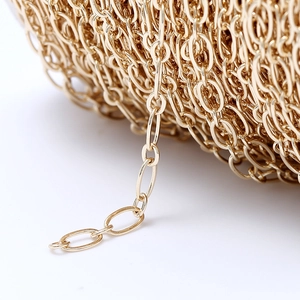 14k gold plated copper oval link chain necklace for women with minimalist bold style