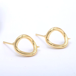 Clous d'oreilles ovales dorés polis avec boucles DIY pour la création de bijoux fins