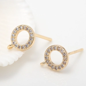 Apprêts boucles d'oreilles en argent S925 doré avec zircons cubiques pour bijoux DIY