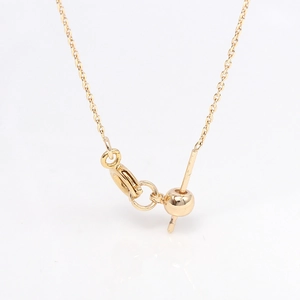 Detailed view of 14k gold-filled O-chain necklace with adjustable bead and lobster clasp