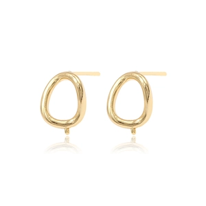 Boucles d'oreilles ovales irrégulières dorées avec petite boucle pour bijoux DIY