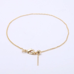 Detail of 14k gold-filled adjustable needle chain with lobster clasp for DIY jewelry