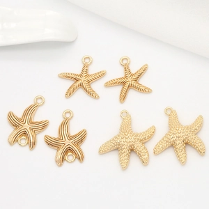Golden brass starfish charms with 14k gold plating for DIY jewelry making sets