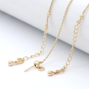Minimalist 14k gold plated ball chain bracelet with extension and drop pendant detail