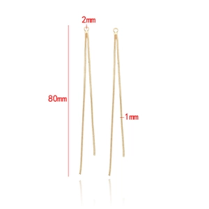 80mm long 14k gold plated tassel chain earrings accessory with 2mm hanging loop