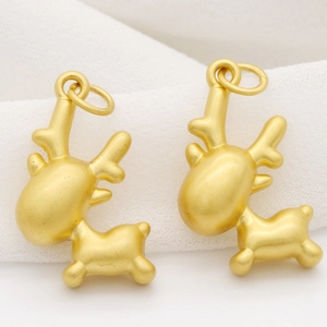 Nepal sand gold moose elk DIY pendants with matte gold finish for necklaces and jewelry