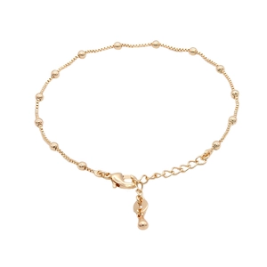 Minimalist 14k gold box chain bracelet with polished beads and lobster clasp closure