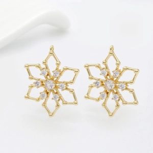 Goldener Schneeflocken-Anhänger mit Zirkonia für DIY-Schmuckherstellung und Basteln