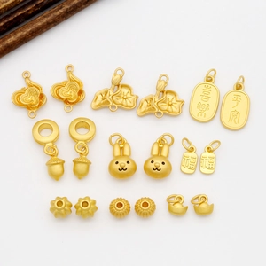 Pendentifs en Cuivre Plaqués Or Ancien Style Chinois Lotus Gland Lapin Breloques pour la Fabrication de Bijoux DIY Bracelet Collier