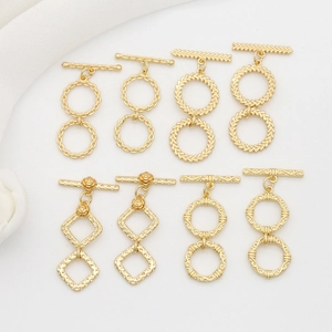 Eight styles of gold plated OT toggle clasps for vintage layered bracelets and necklaces