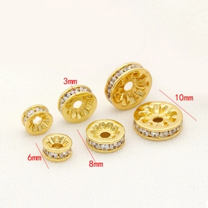 Perles d'espacement en cuivre plaqué or 14k avec zircone pour création de bijoux DIY