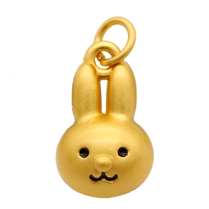 Pendentif lapin mignon en or mat avec détails noirs et anneau pour la création de bijoux DIY