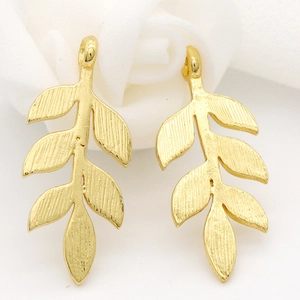 18k gold plated copper leaf pendants for DIY jewelry making accessories set