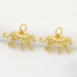 14K Gold Plated Brass Leopard Panther Pendant For DIY Necklace Bracelet Jewelry Making Supplies Animal Charm Accessory