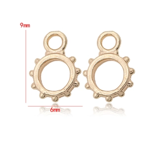 14k gold plated round pendant charm with beaded edge for DIY jewelry making 9x6mm