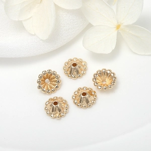 Cinq calottes de perles en cuivre plaqué or 14k pour accessoires de bijoux DIY créatifs