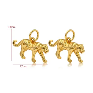 14k gold plated leopard charms for DIY jewelry making, 13mm by 17mm size pendant