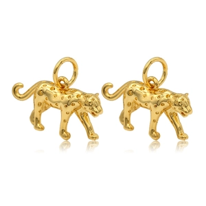 Polished 14k gold plated leopard charms for DIY jewelry making and bracelet design