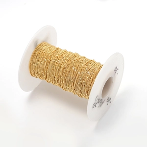 Chaîne carrée en cuivre plaqué or 14 carats de 0,4 mm pour création de bijoux DIY