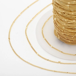 Chaîne en cuivre plaqué or 14k en rouleau pour fabrication de bijoux et colliers DIY