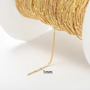 Chaîne fine en cuivre plaqué or 14k de 1mm pour la fabrication de bijoux DIY