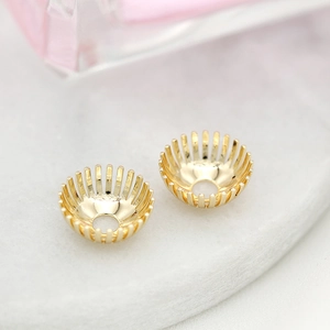 Colgante de Tulipa de Cuenta de Flor Lisa de Cobre Puro Chapado en Oro de 24K Estilo Coreano para Fabricación de Joyería DIY