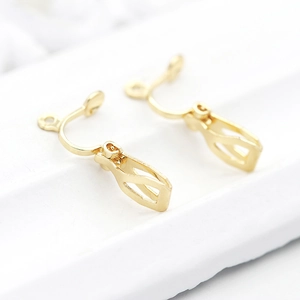 U-shaped 14K gold plated brass ear clips for non-pierced DIY jewelry making