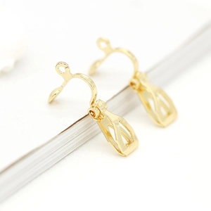 14K gold plated copper clip-on earring converters for non-pierced jewelry making