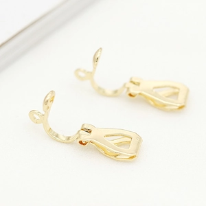 14K gold plated clip-on earrings converters with hanging loop for DIY jewelry making
