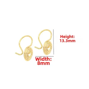 Clip per orecchini a spirale dorata per gioielli fai da te, altezza 13,3 mm e larghezza 8 mm