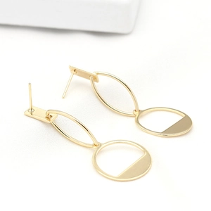 Orecchini pendenti geometrici minimalisti placcati in oro 14K con ciondoli circolari