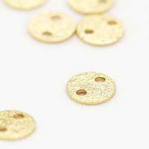14K gold plated brass connector with matte finish and double holes for jewelry making